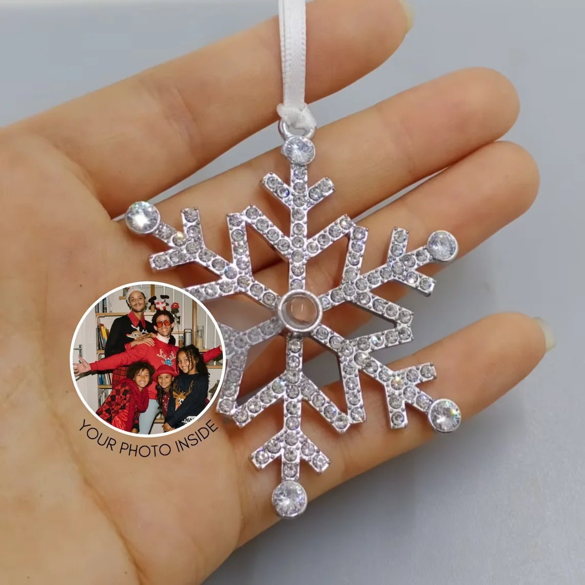 Custom Christmas Snowflake Projection Photo Ornament - Hidden Forever