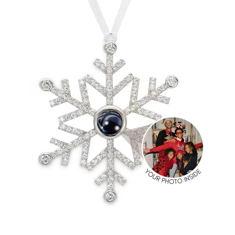 Custom Christmas Snowflake Projection Photo Ornament - Hidden Forever