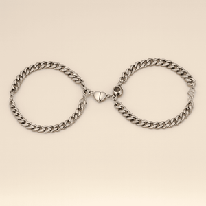 Custom Couple's Silver Magnetic Chain Hidden Photo Bracelet - Hidden Forever