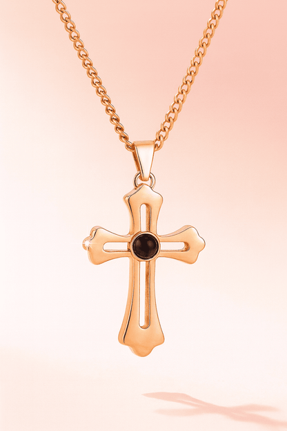 Custom Cross Pendant Hidden Photo Necklace - Hidden Forever