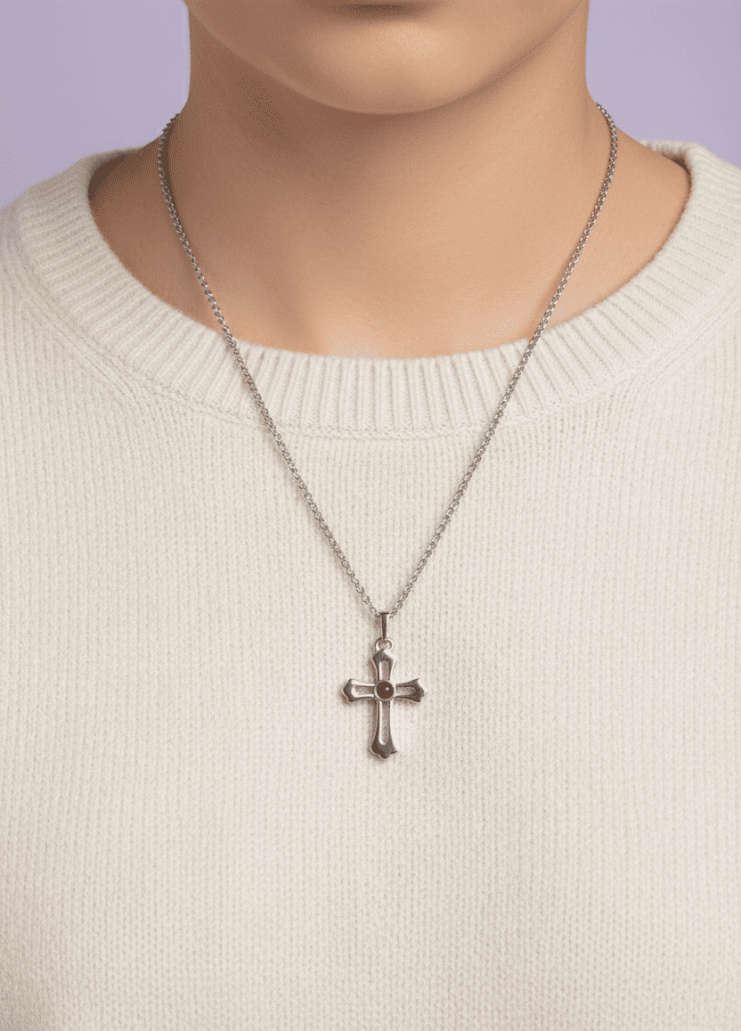Custom Cross Pendant Hidden Photo Necklace - Hidden Forever