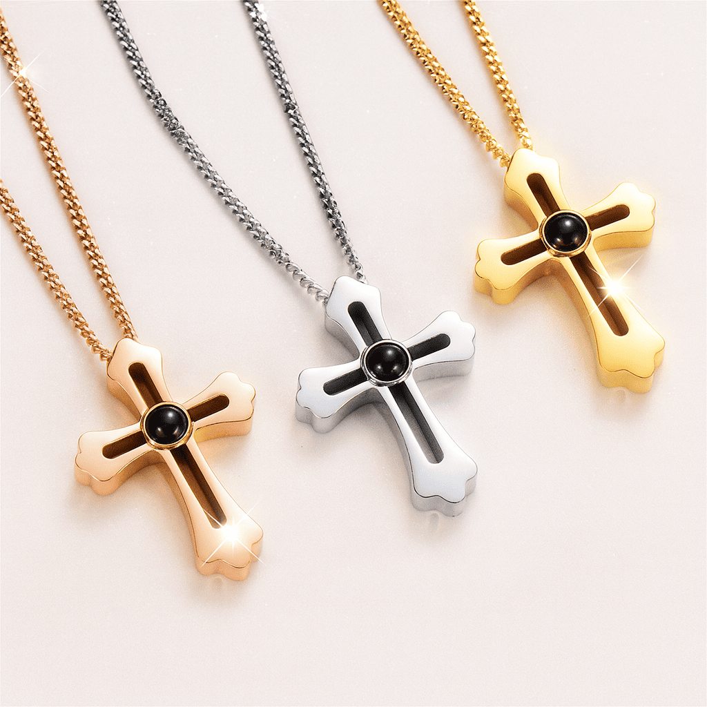 Custom Cross Pendant Hidden Photo Necklace - Hidden Forever
