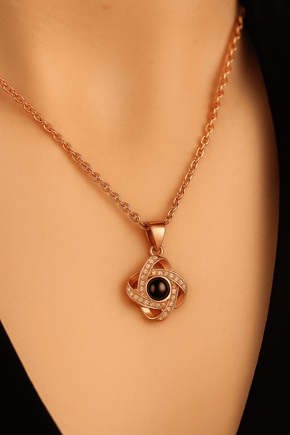 Custom Diamond Zircon Charmed Hidden Photo Necklace - Hidden Forever