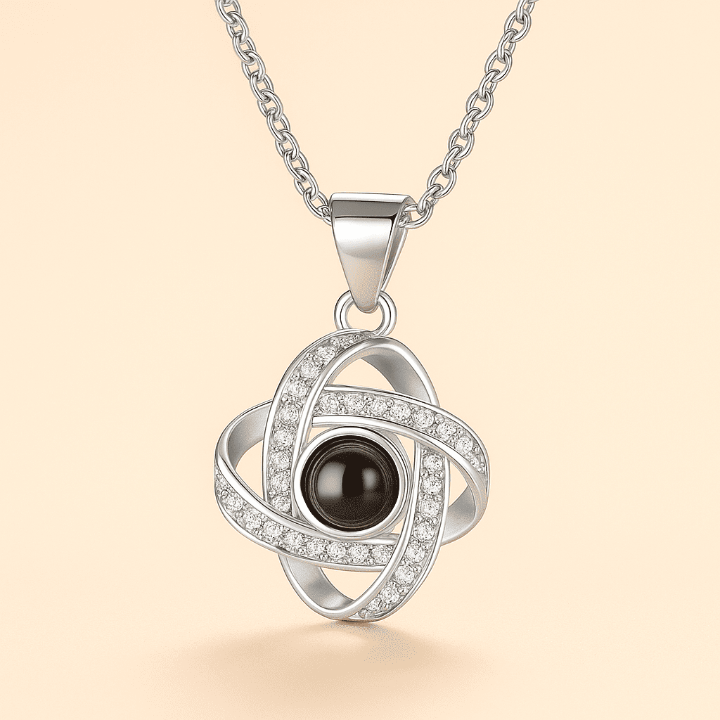 Custom Diamond Zircon Charmed Hidden Photo Necklace - Hidden Forever