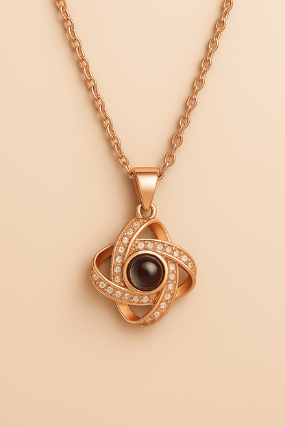 Custom Diamond Zircon Charmed Hidden Photo Necklace - Hidden Forever