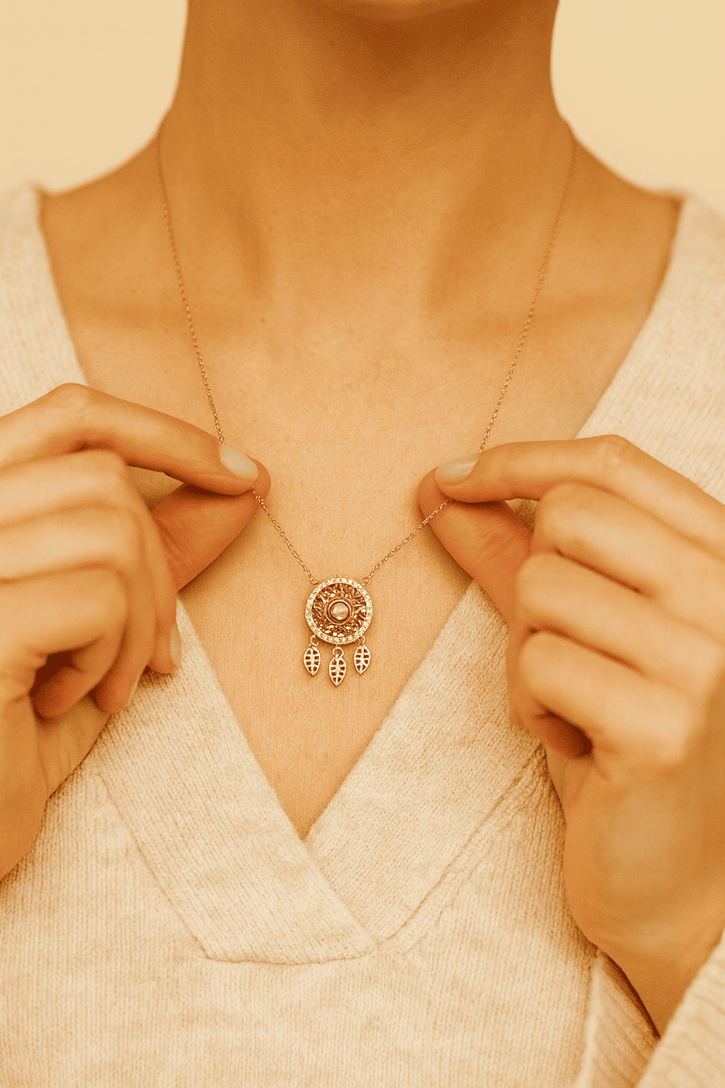 Custom Dream Catcher Zircon Hidden Photo Necklace - Hidden Forever