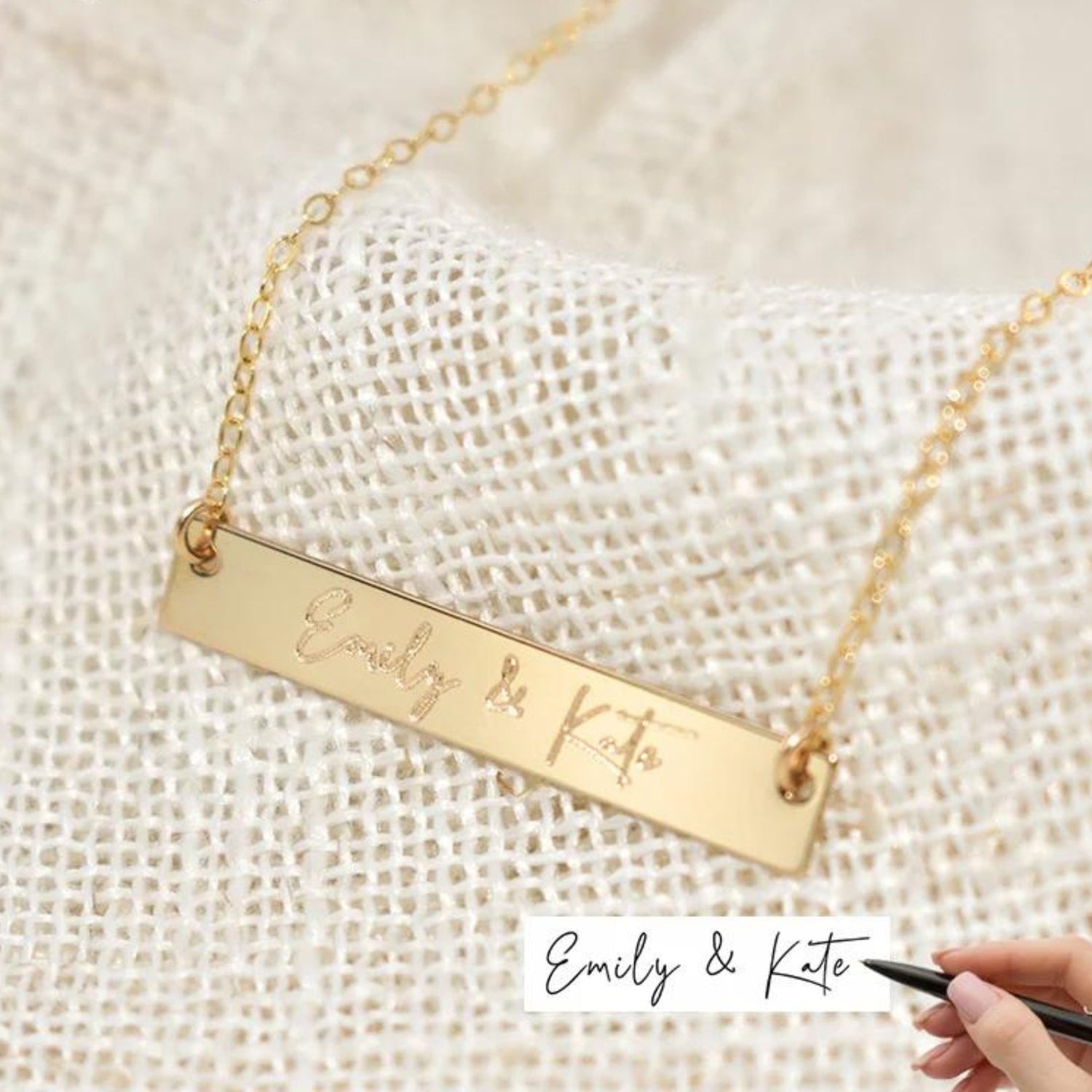 Custom Engraved Handwriting Necklace - Hidden Forever