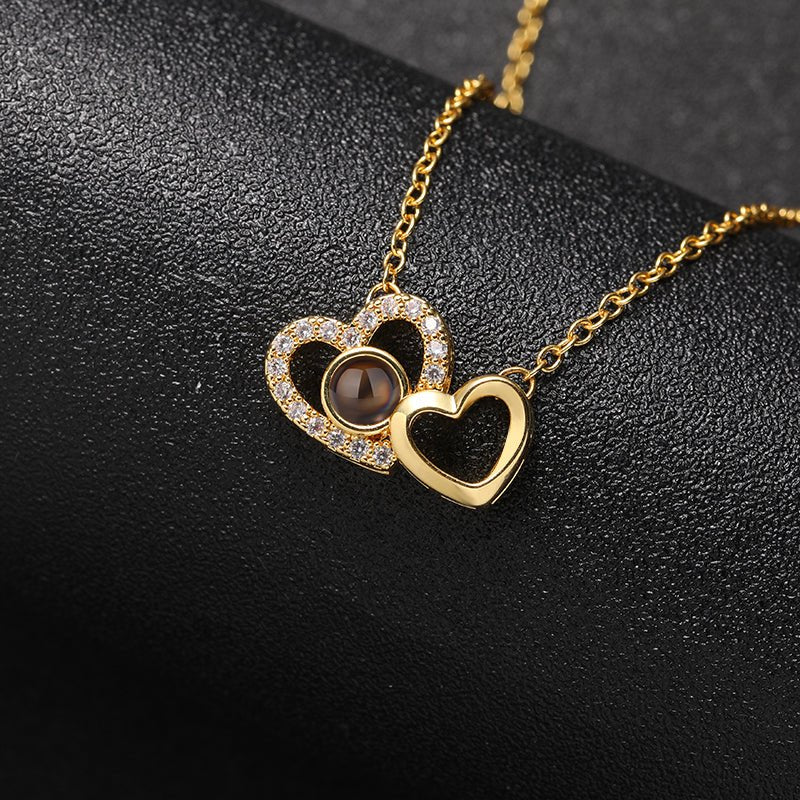 Custom Eternal Bond Two - Heart Projection Necklace - Hidden Forever