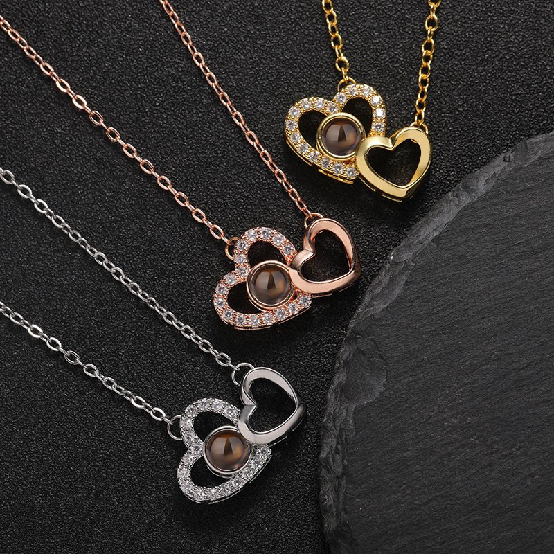 Custom Eternal Bond Two - Heart Projection Necklace - Hidden Forever