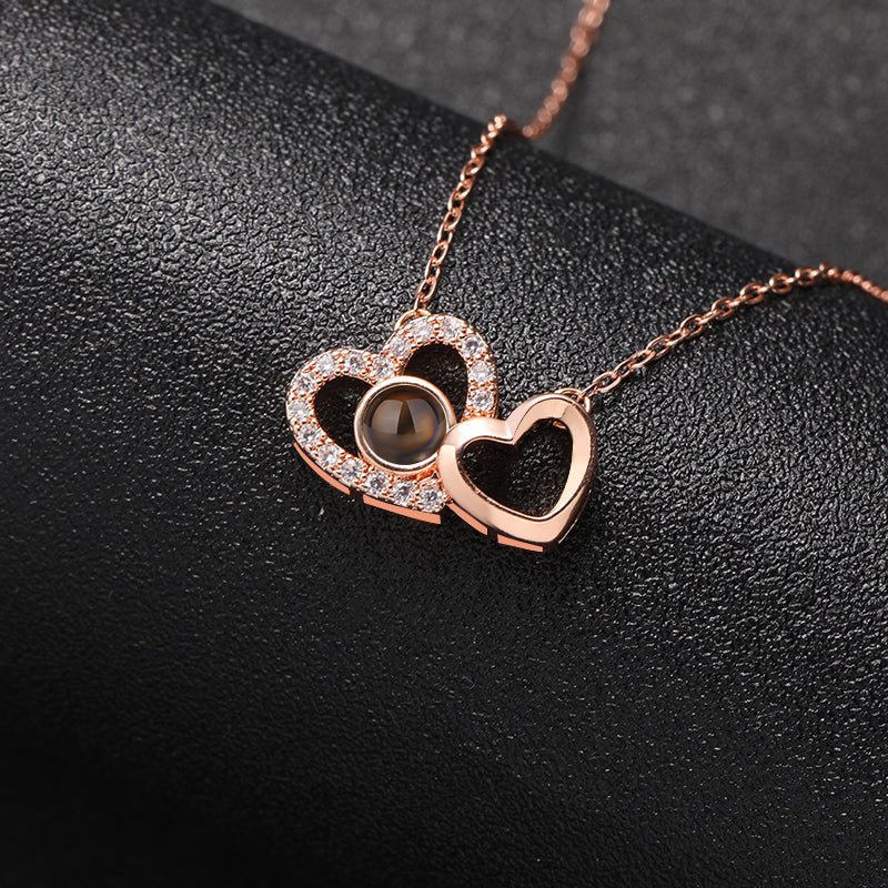 Custom Eternal Bond Two - Heart Projection Necklace - Hidden Forever