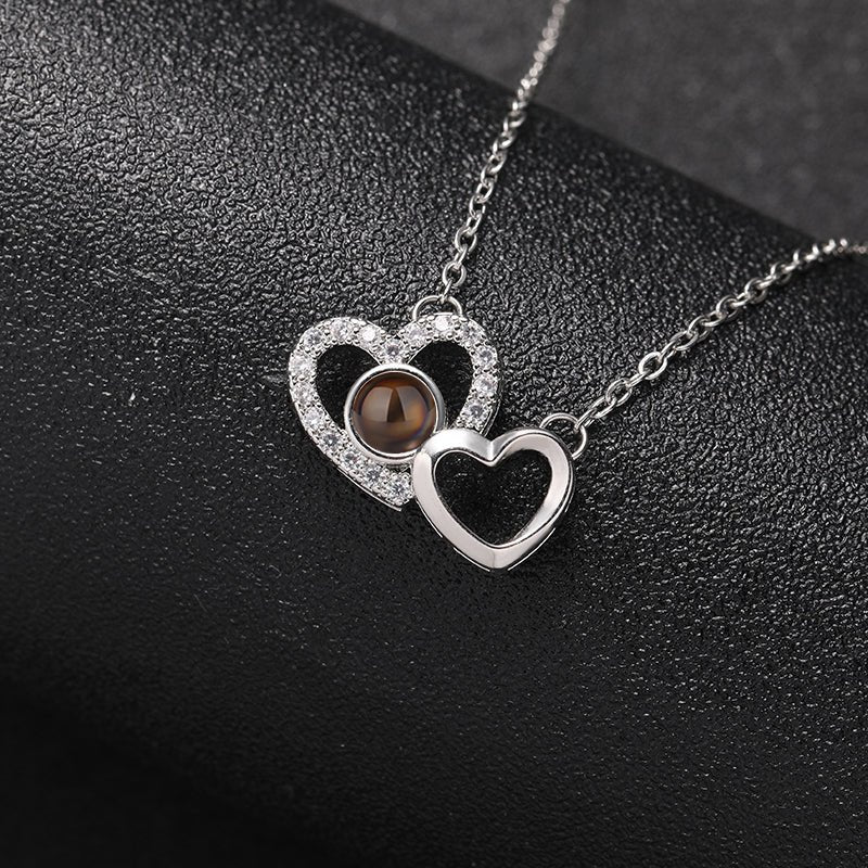 Custom Eternal Bond Two - Heart Projection Necklace - Hidden Forever