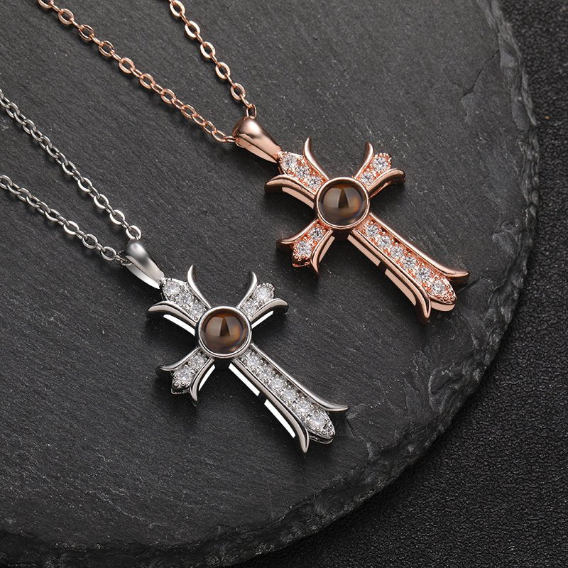 Custom Eternal Cross Hidden Photo Necklace - Hidden Forever