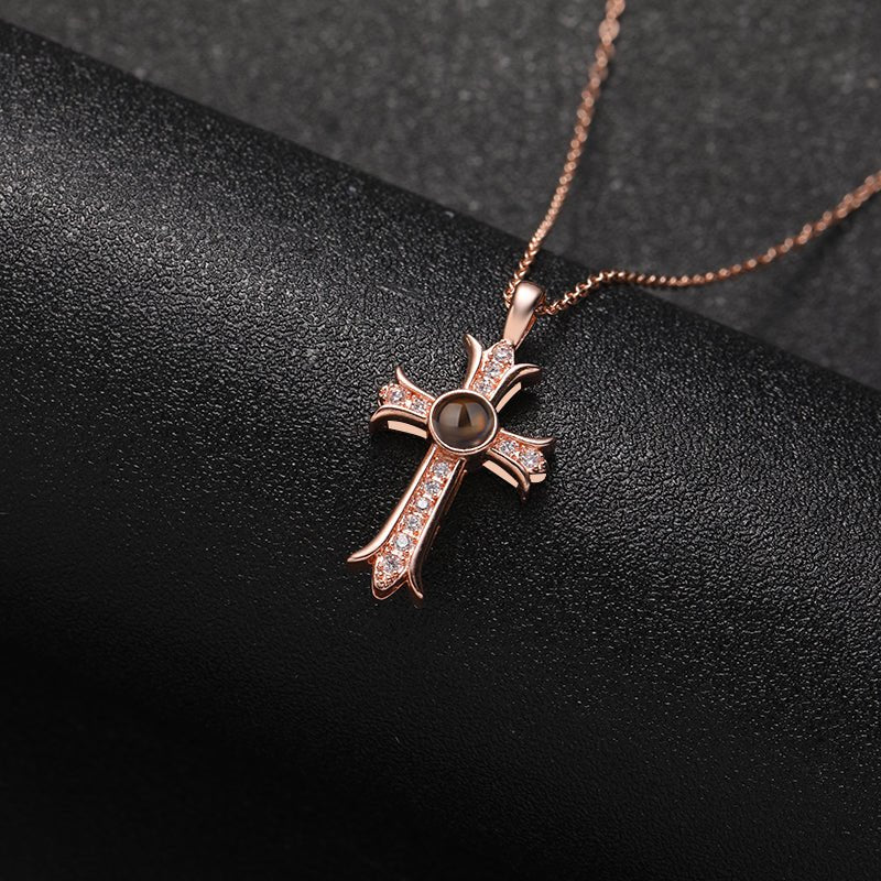 Custom Eternal Cross Hidden Photo Necklace - Hidden Forever