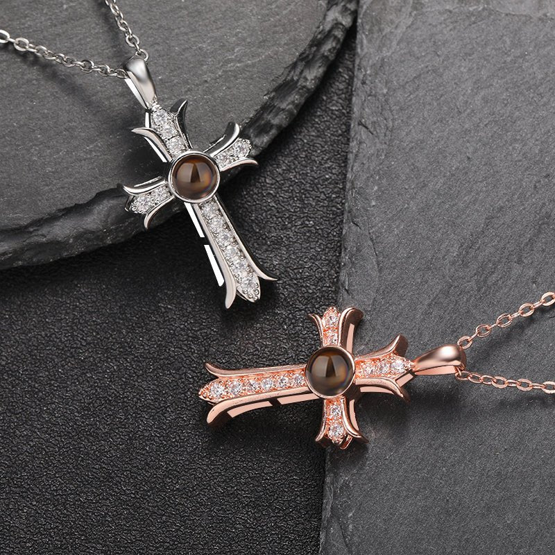 Custom Eternal Cross Hidden Photo Necklace - Hidden Forever