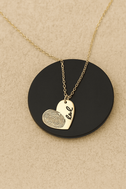 Custom Fingerprint Necklace with Engraved Name - Hidden Forever