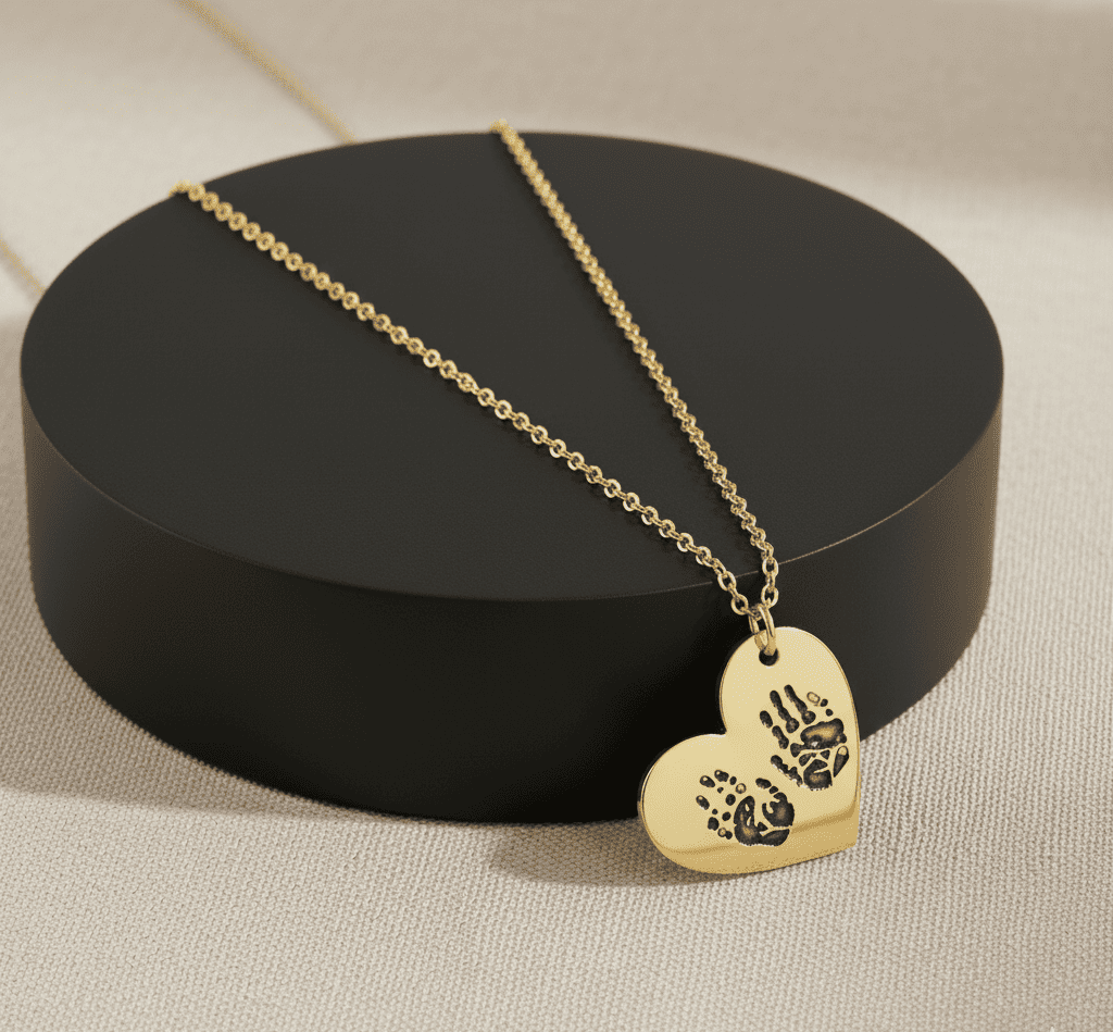 Custom Fingerprint Necklace with Engraved Name - Hidden Forever