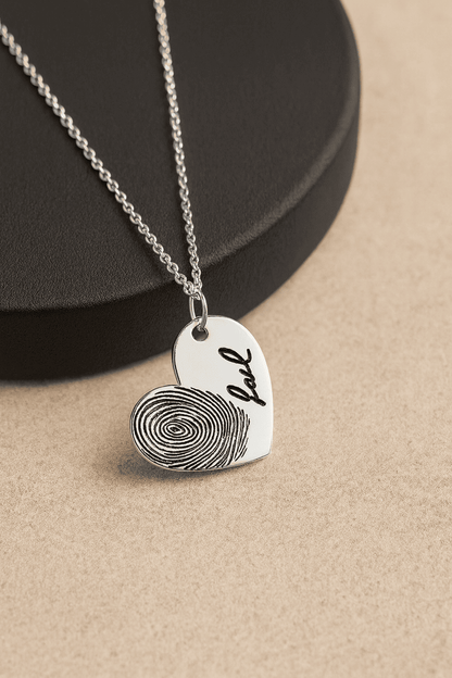 Custom Fingerprint Necklace with Engraved Name - Hidden Forever