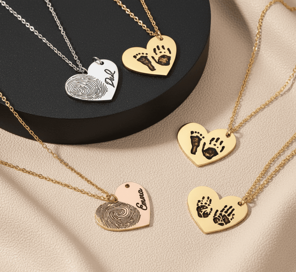 Custom Fingerprint Necklace with Engraved Name - Hidden Forever