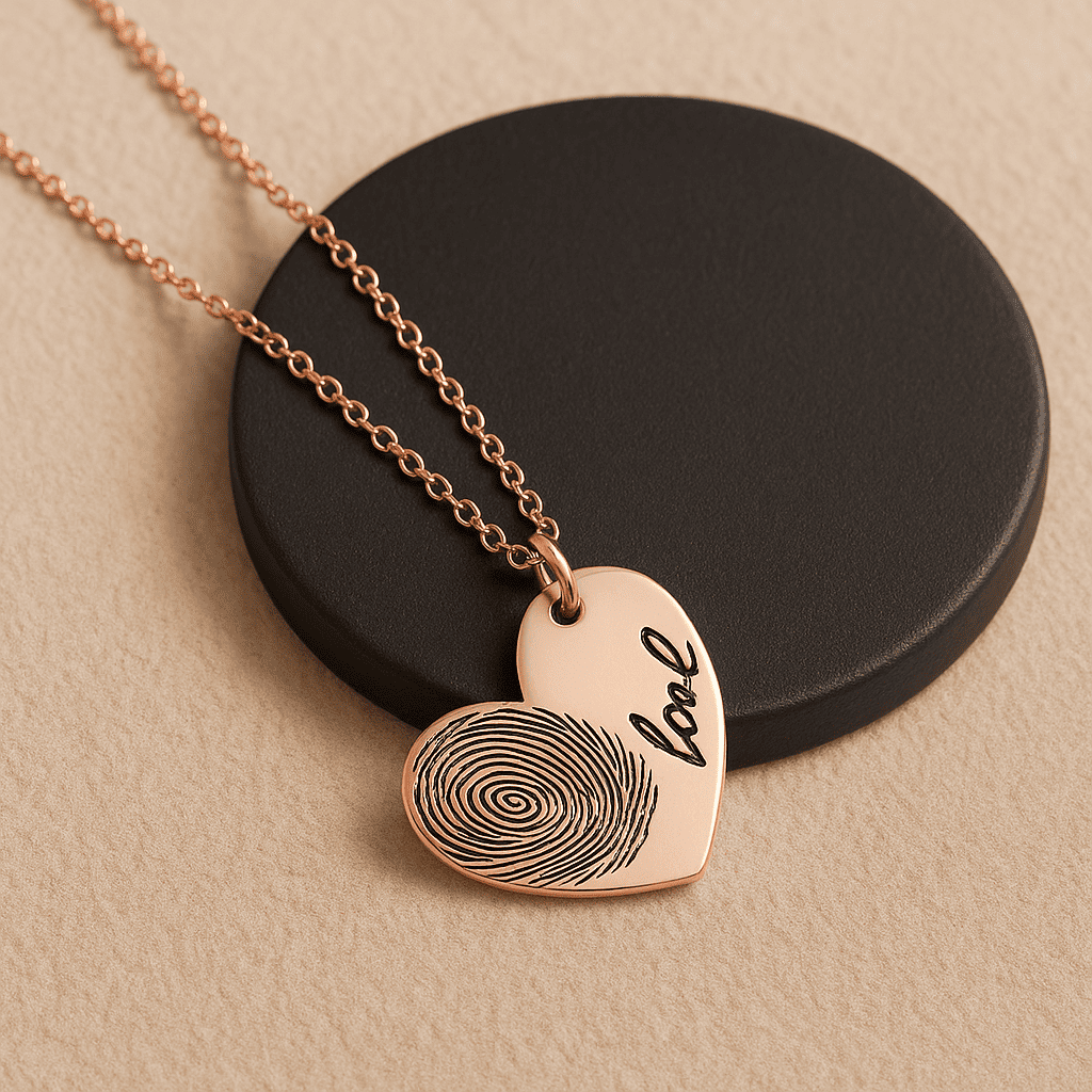 Custom Fingerprint Necklace with Engraved Name - Hidden Forever