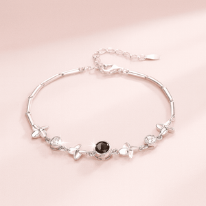 Custom Four - Leaf Clover Zircon Hidden Photo Bracelet - Hidden Forever