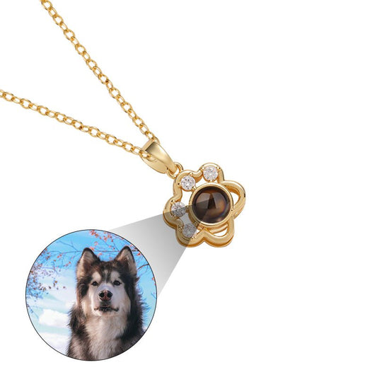 Custom Glittering Puppy Paw Hidden Photo Necklace - Hidden Forever