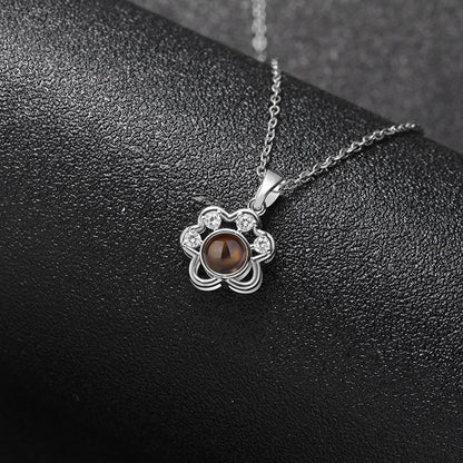 Custom Glittering Puppy Paw Hidden Photo Necklace - Hidden Forever