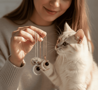 Custom Half Moon Zircon Hidden Photo Necklace - Hidden Forever