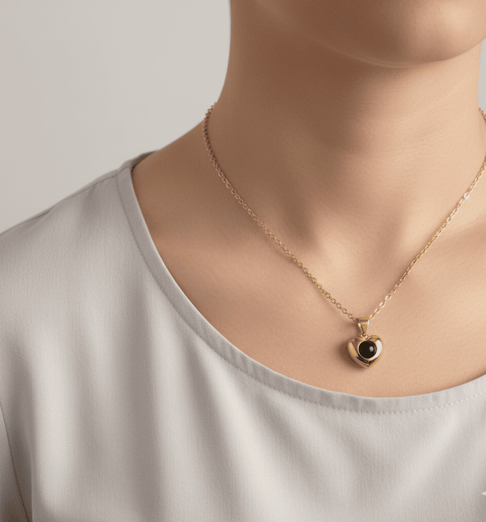 Custom Heart Apple Hidden Photo Necklace - Hidden Forever