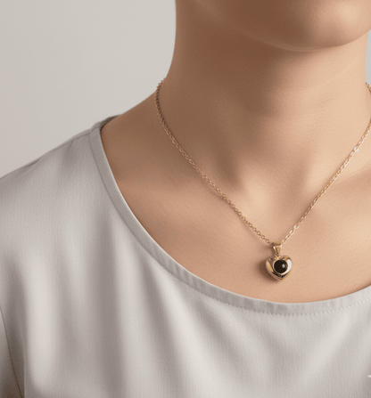 Custom Heart Apple Hidden Photo Necklace - Hidden Forever