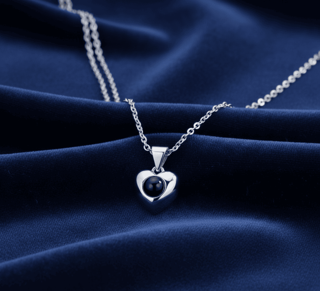 Custom Heart Apple Hidden Photo Necklace - Hidden Forever