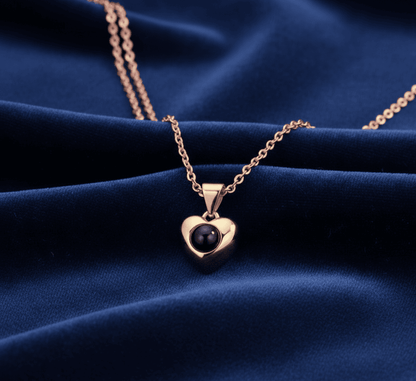 Custom Heart Apple Hidden Photo Necklace - Hidden Forever