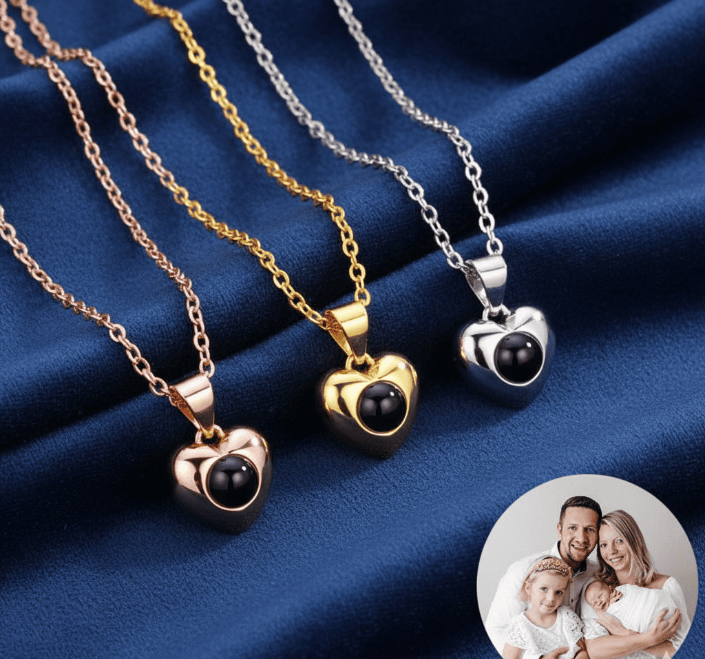 Custom Heart Apple Hidden Photo Necklace - Hidden Forever