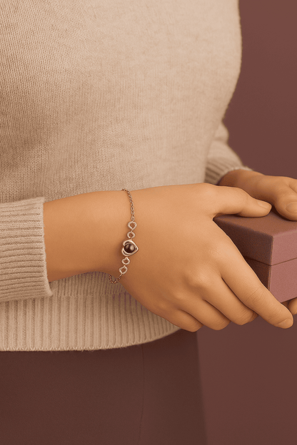 Custom Heart Charm Hidden Photo Bracelet - Hidden Forever