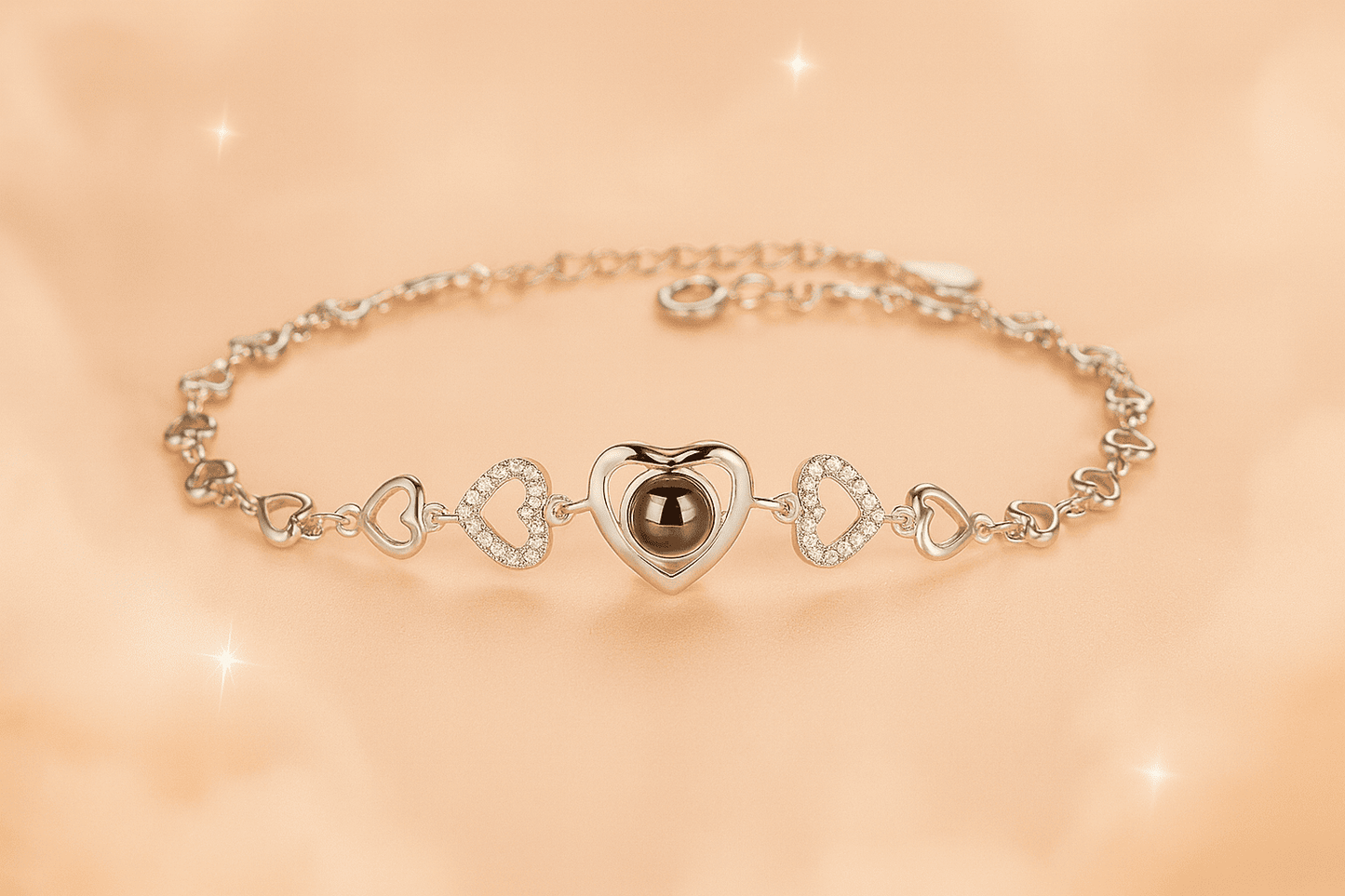 Custom Heart Charm Hidden Photo Bracelet - Hidden Forever