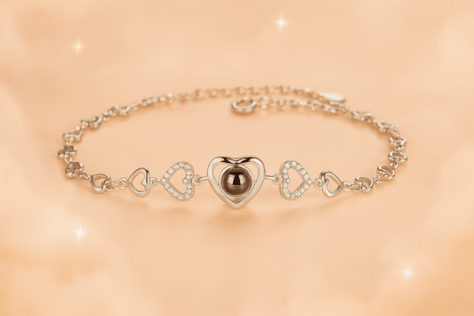 Custom Heart Charm Hidden Photo Bracelet - Hidden Forever