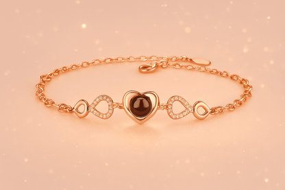 Custom Heart Charm Hidden Photo Bracelet - Hidden Forever