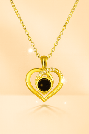 Custom Heart Cubic Zirconia Hidden Photo Necklace - Hidden Forever