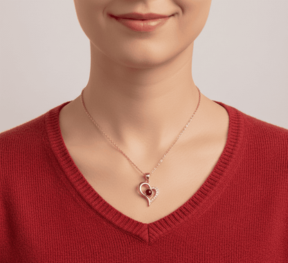 Custom Heart Drop Hidden Photo Necklace - Hidden Forever