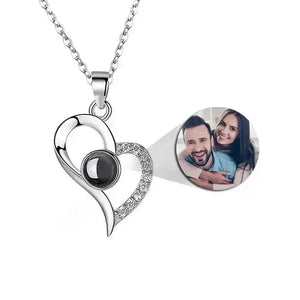 Custom Heart Drop Projection Photo Necklace | Upload Your Hidden Photo - Hidden Forever