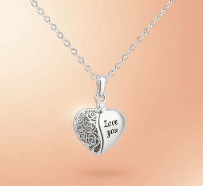 Custom Heart Hollow Hidden Photo Necklace - Hidden Forever