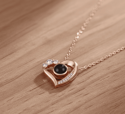 Custom Heart Mini Zircon Hidden Photo Necklace - Hidden Forever