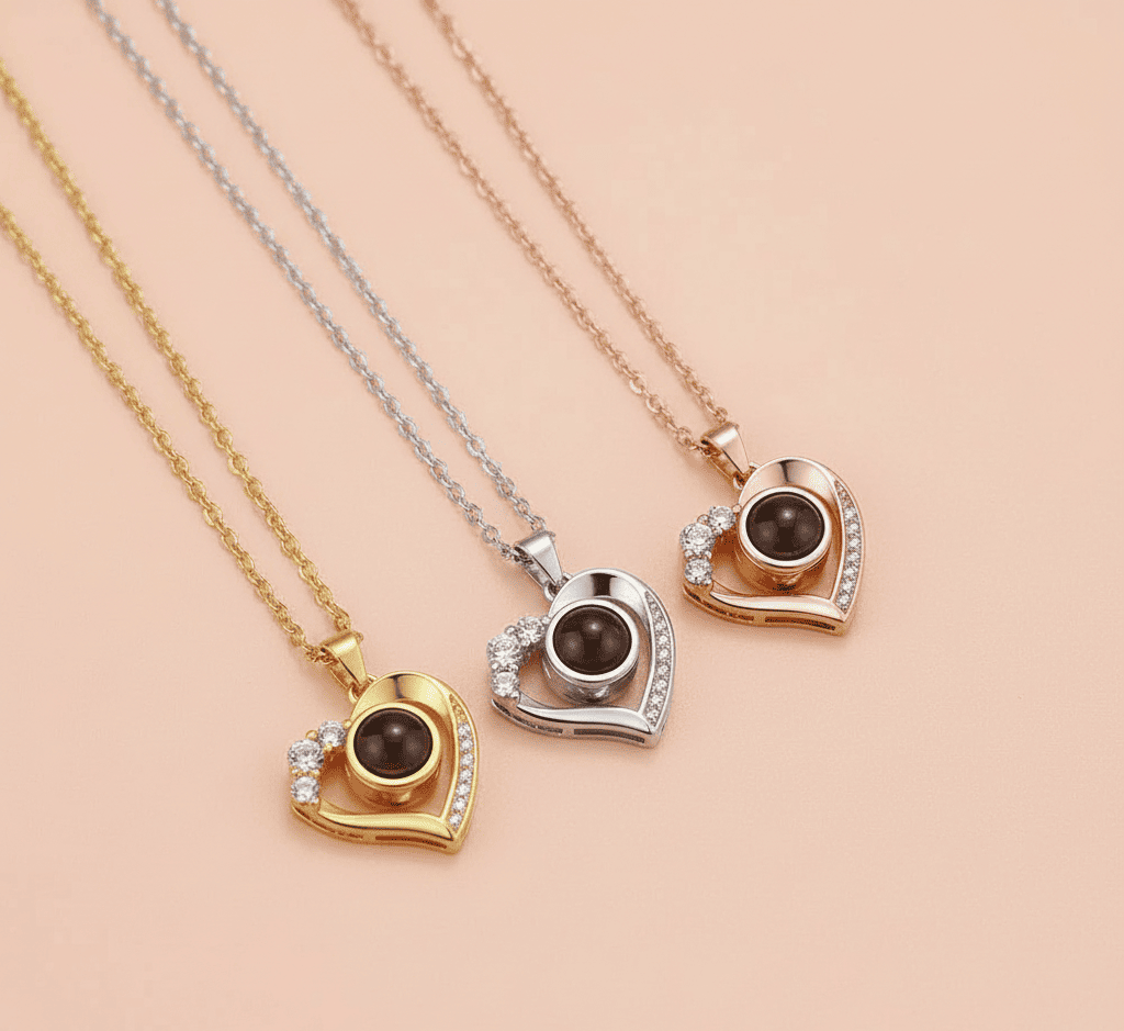 Custom Heart Mini Zircon Hidden Photo Necklace - Hidden Forever