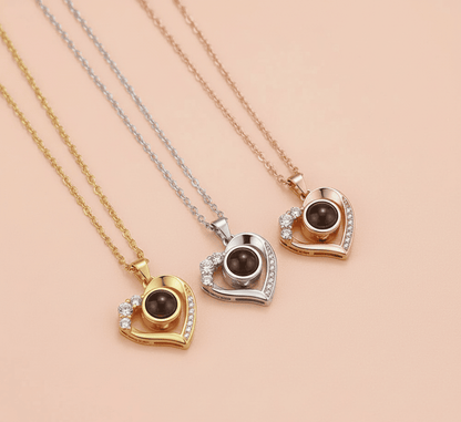 Custom Heart Mini Zircon Hidden Photo Necklace - Hidden Forever