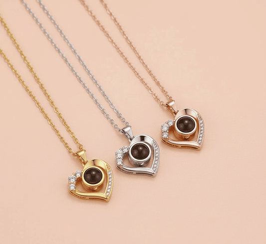 Custom Heart Mini Zircon Hidden Photo Necklace - Hidden Forever
