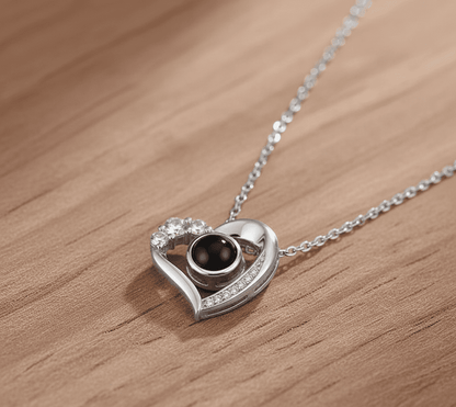 Custom Heart Mini Zircon Hidden Photo Necklace - Hidden Forever