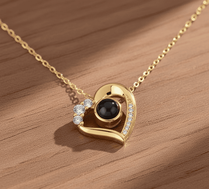 Custom Heart Mini Zircon Hidden Photo Necklace - Hidden Forever