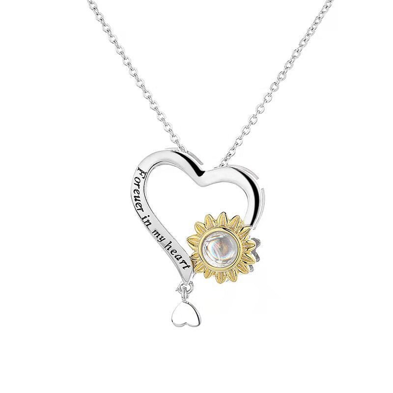 Custom Heart of Sunlight Hidden Photo Necklace - Hidden Forever