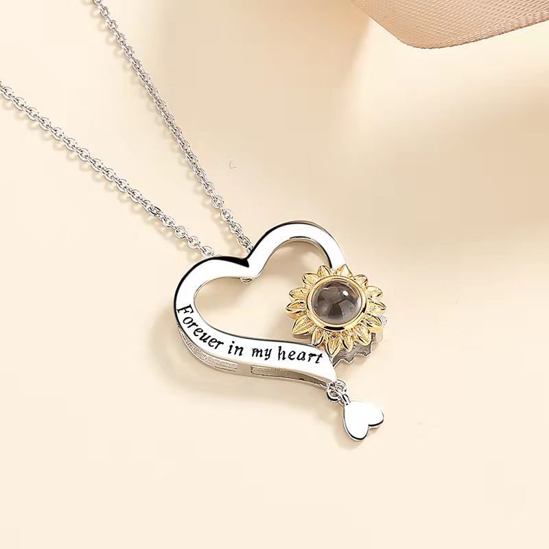 Custom Heart of Sunlight Hidden Photo Necklace - Hidden Forever