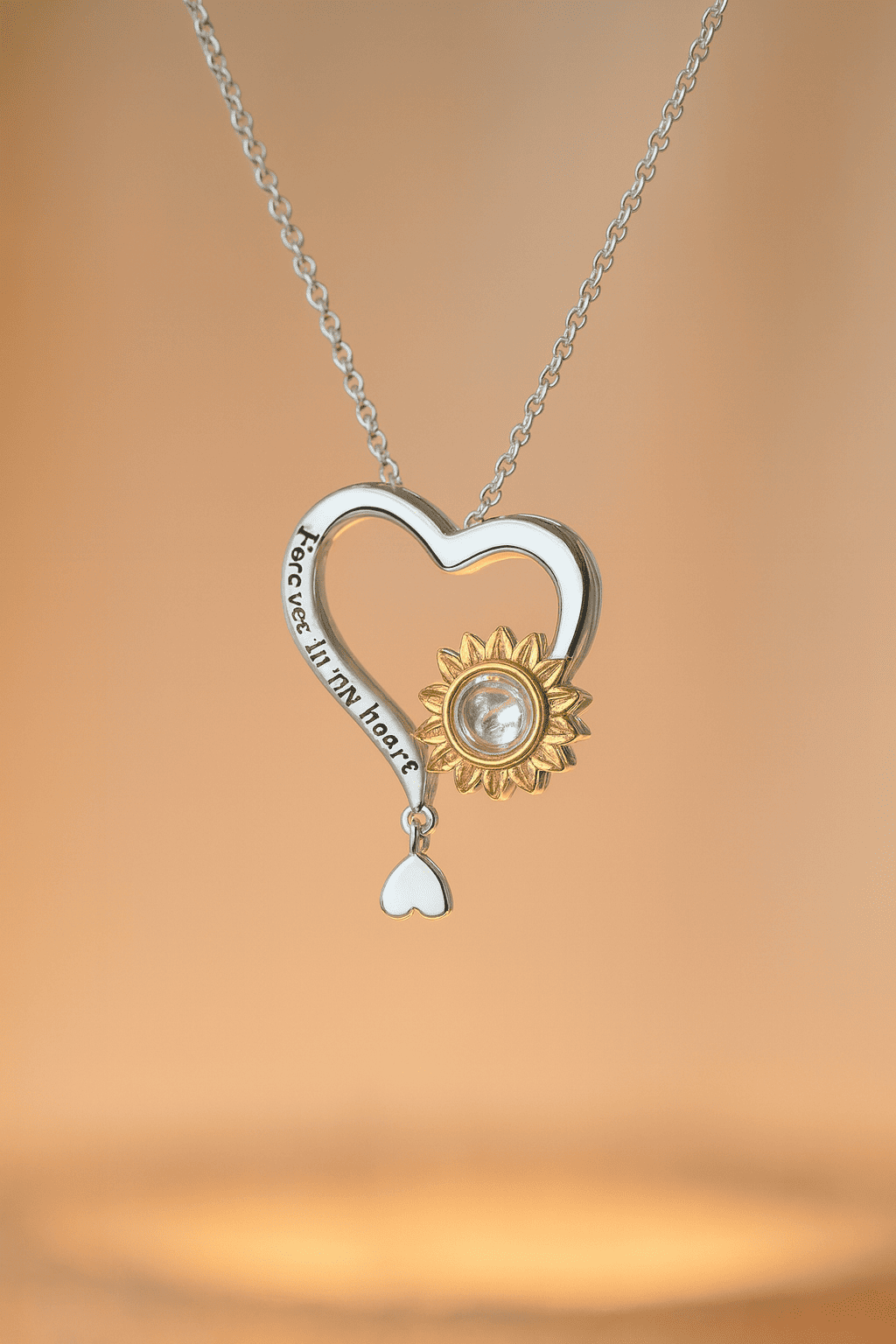 Custom Heart of Sunlight Hidden Photo Necklace - Hidden Forever