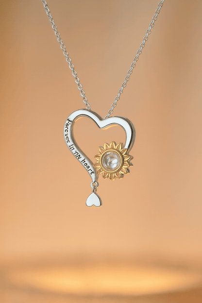 Custom Heart of Sunlight Hidden Photo Necklace - Hidden Forever